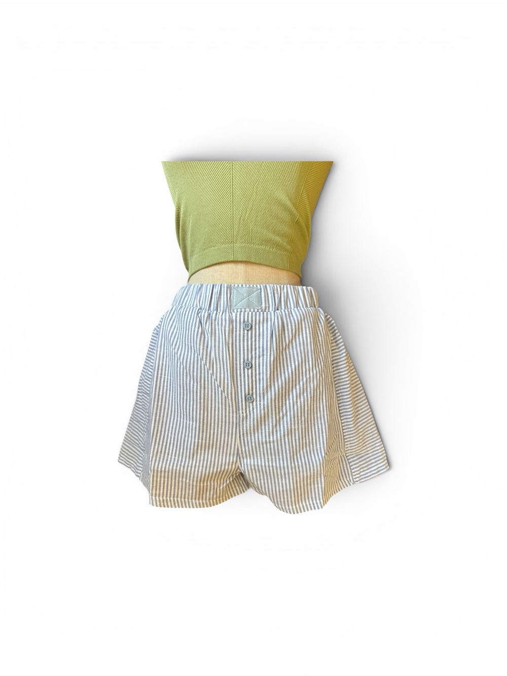 Women’s Striped High-Waist boxer Shorts in Light Blue. NWT! Size small.